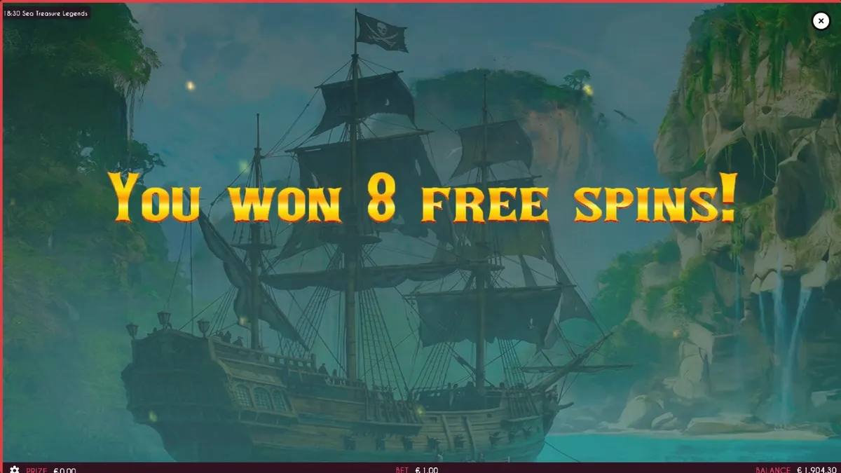 Tampilan visual slot Sea Treasures Legend dengan tema bajak laut